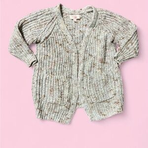 GB girls Textured Knit Cardigan - Cream and Brown